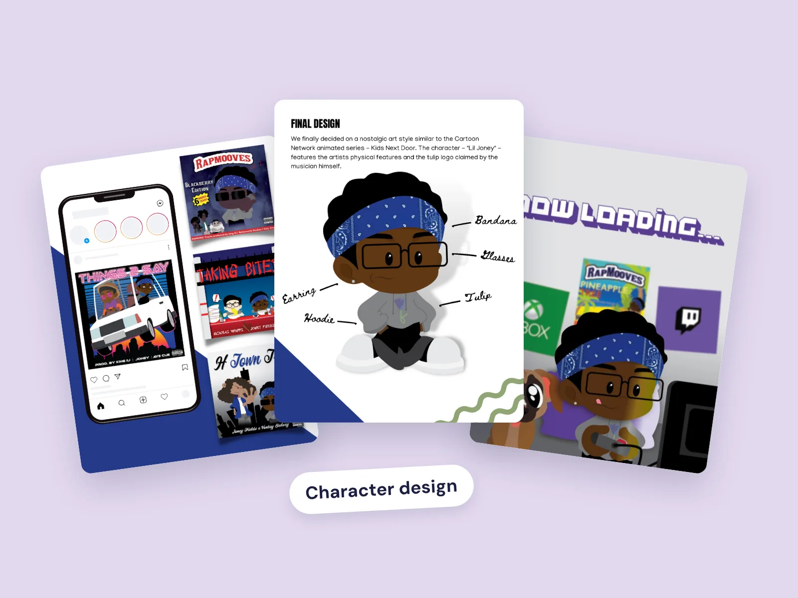 Lil Joney character sheet, cover art and stream screen